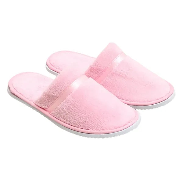 Disposable Thickened Soft Coral Fleece Closed-Toe Slippers
