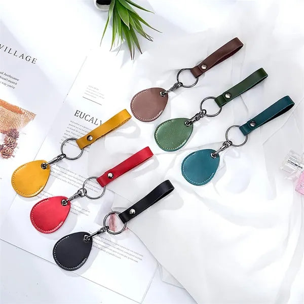 Multifunctional cowhide access card holder keychain