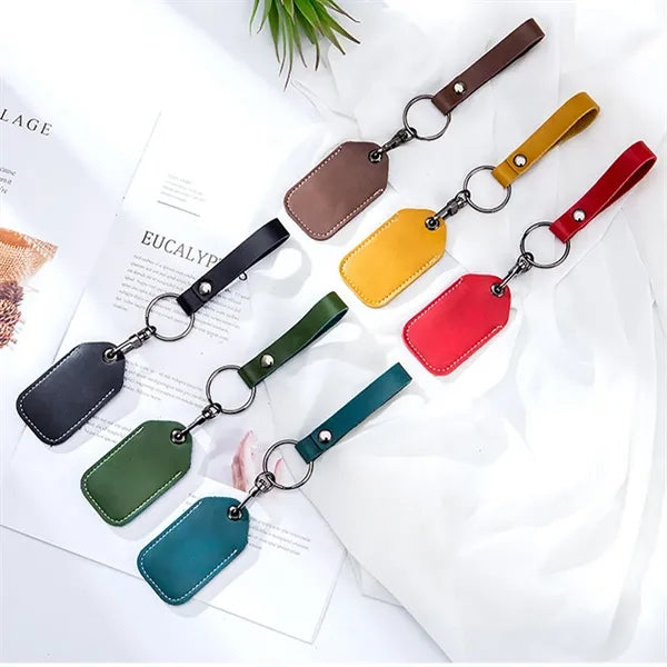 Multifunctional cowhide access card holder keychain