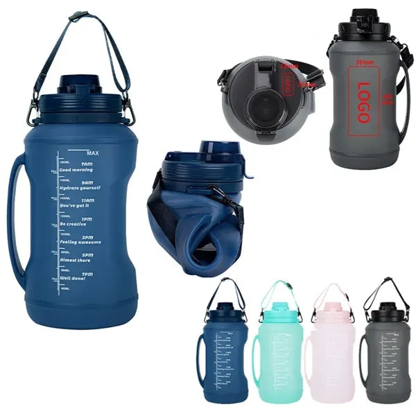 2L Large Bottle With Straw Foldable
