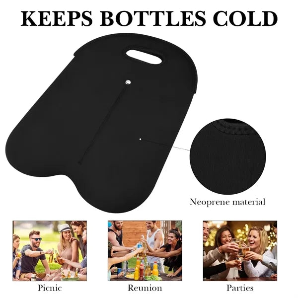 Neoprene Wine Tote Dual Bottle Soft Travel Carrier