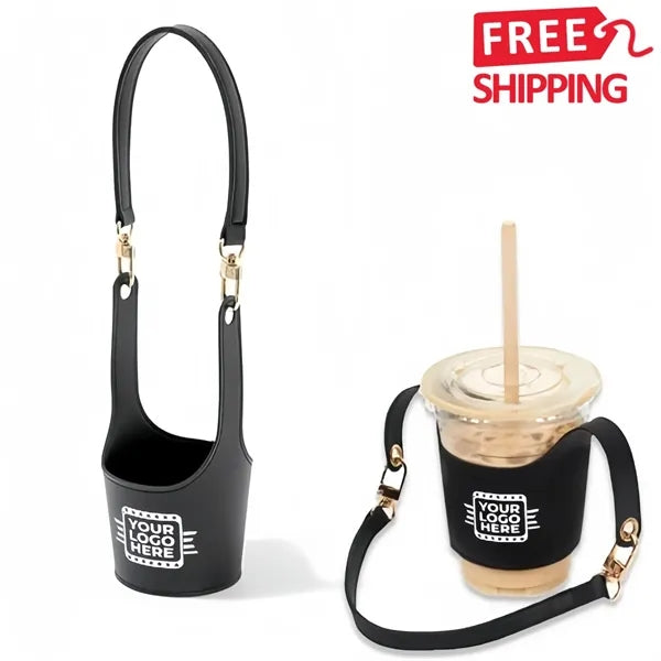 PU Leather Water Bottle Sleeve Holder Bag Outdoor