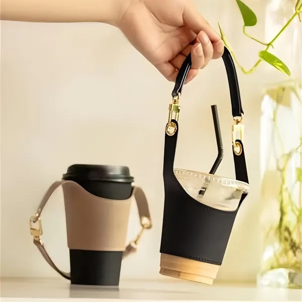 PU Leather Water Bottle Sleeve Holder Bag Outdoor