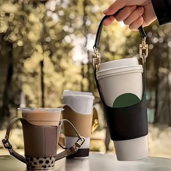 PU Leather Water Bottle Sleeve Holder Bag Outdoor