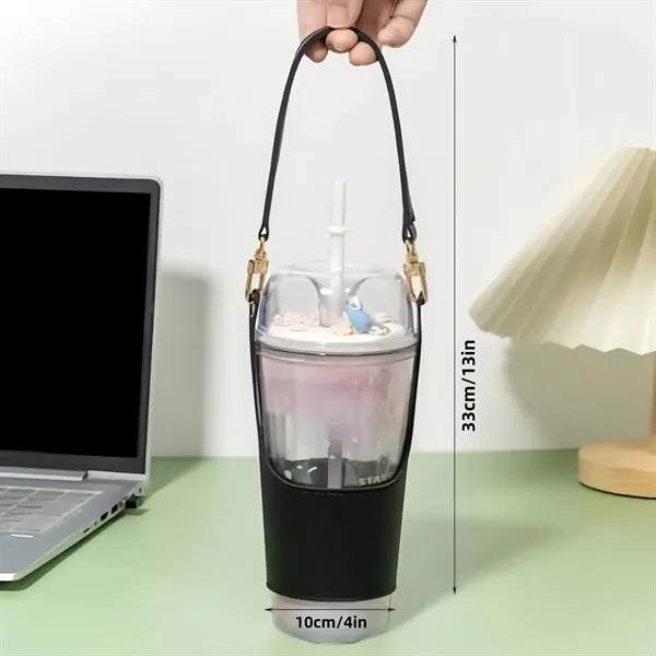 PU Leather Water Bottle Sleeve Holder Bag Outdoor