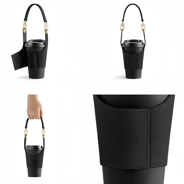 PU Leather Water Bottle Sleeve Holder Bag Outdoor