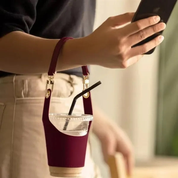 PU Leather Water Bottle Sleeve Holder Bag Outdoor