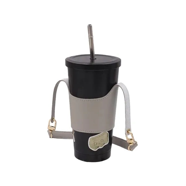 PU Leather Water Bottle Sleeve Holder Bag Outdoor