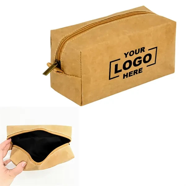 Washed Kraft Paper Zipper Storage Pouch