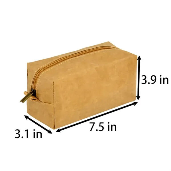 Washed Kraft Paper Zipper Storage Pouch