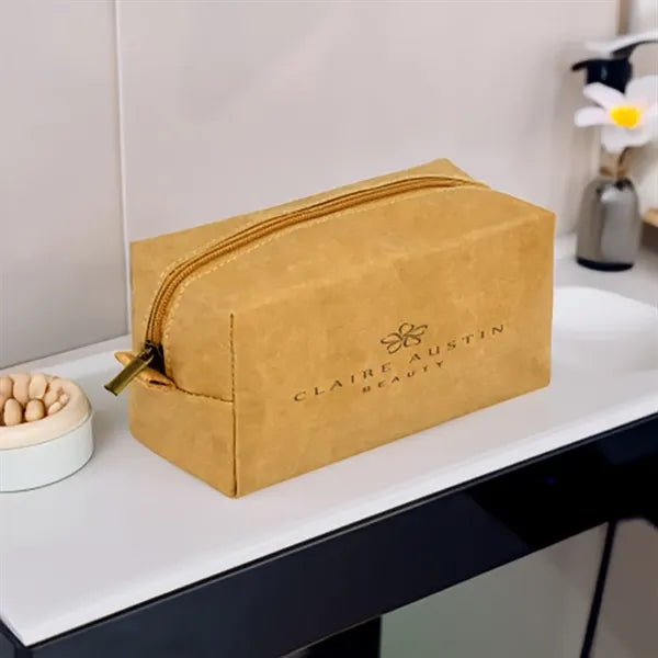 Washed Kraft Paper Zipper Storage Pouch