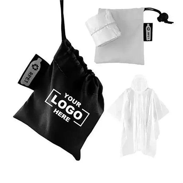Packable Semi-Transparent Rain Poncho With RPET Pouch