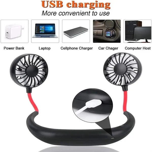 Hands Free Neck Fan With Dual Adjustable Heads
