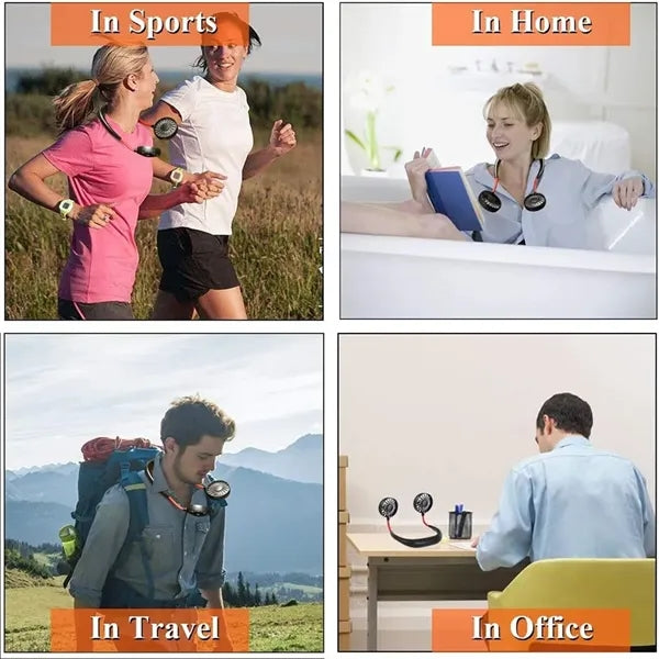 Hands Free Neck Fan With Dual Adjustable Heads