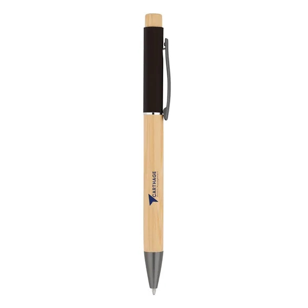 Bamboo Barrel with Gunmetal Clip Pen