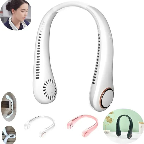 Foldable 3-Speed Rechargeable Bladeless Neck Fans