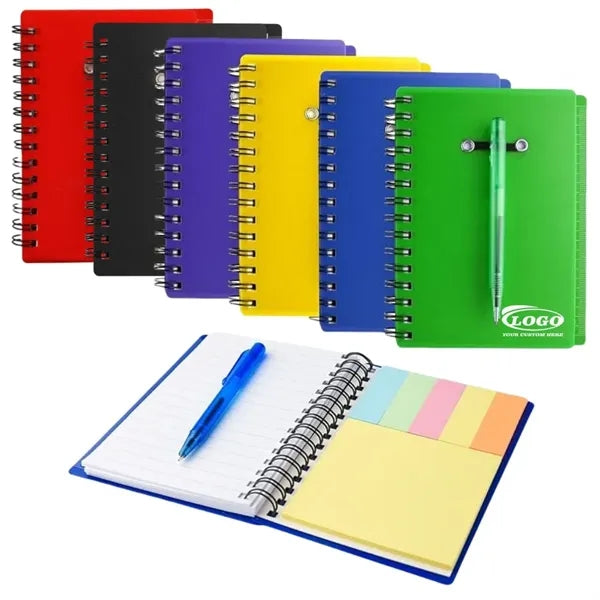 Spiral Notebook Set with Pen and Sticky Notes