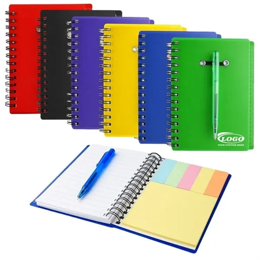 Spiral Notebook Set with Pen and Sticky Notes