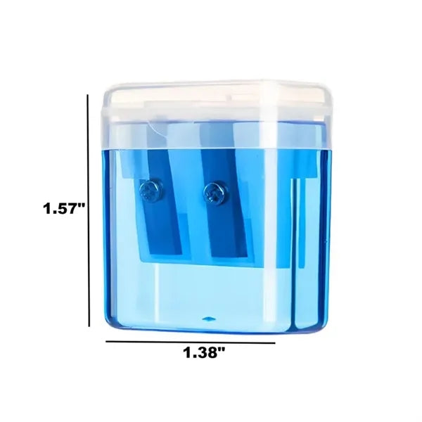 Mini Plastic Double Hole Pencil Sharpener with Lid