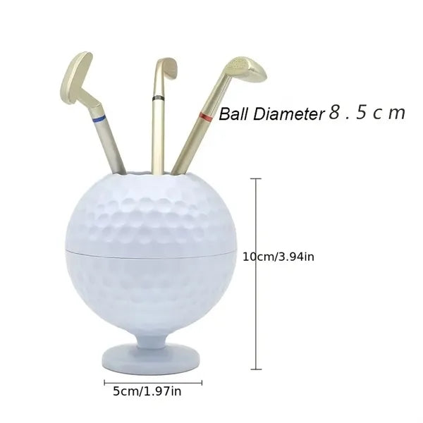 Golf Pen Holder Mini Desk Gift with 3 Ballpoint Pens