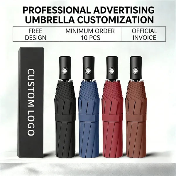 Dual-Use Folding Umbrella for Sun and Rain