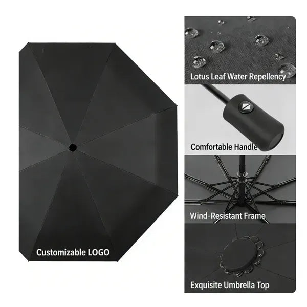 Dual-Use Folding Umbrella for Sun and Rain