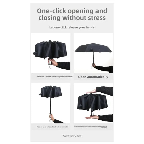 Dual-Use Folding Umbrella for Sun and Rain