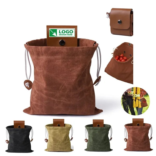Waxed Canvas and Leather Foraging Pouch
