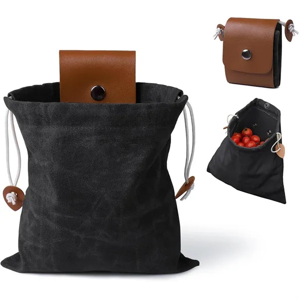 Waxed Canvas and Leather Foraging Pouch