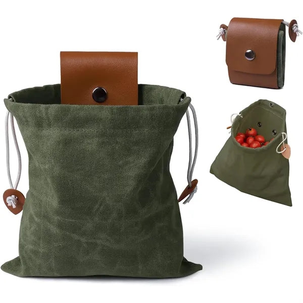 Waxed Canvas and Leather Foraging Pouch