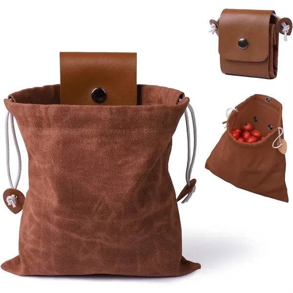 Waxed Canvas and Leather Foraging Pouch