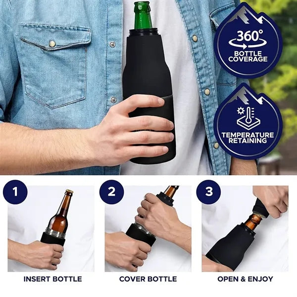 3-In-1 Insulated Can Cooler With Bottle Opener