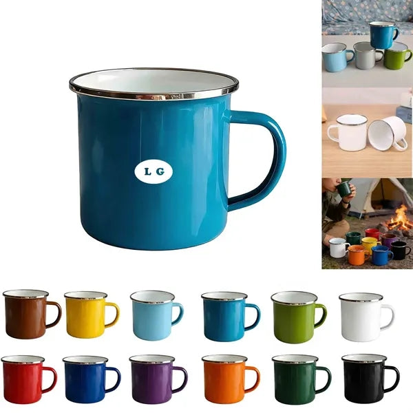 12 OZ Stainless Steel Metal Cup Campfire Enamel Mug