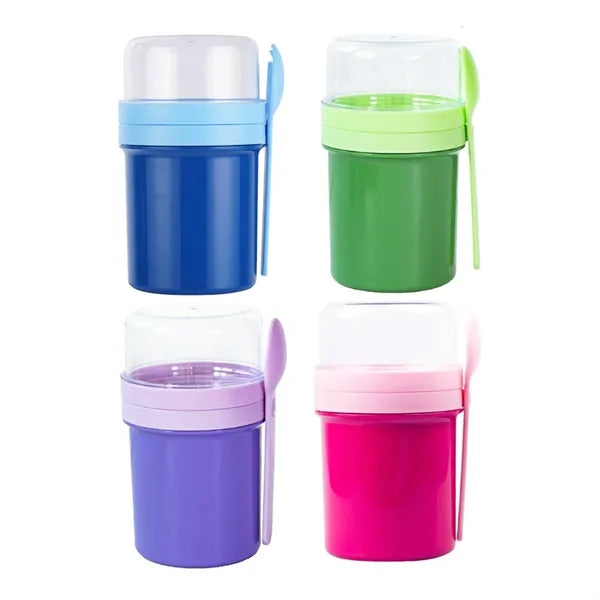 27 oz. Double Layer Lunch Box with Utensil and Sauce Cup