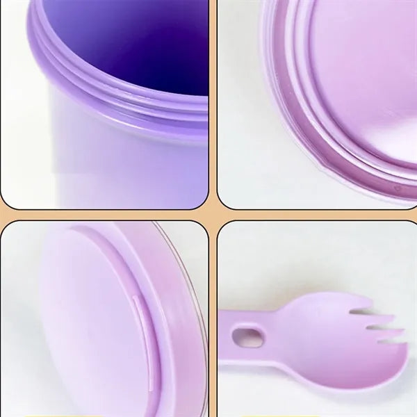 27 oz. Double Layer Lunch Box with Utensil and Sauce Cup