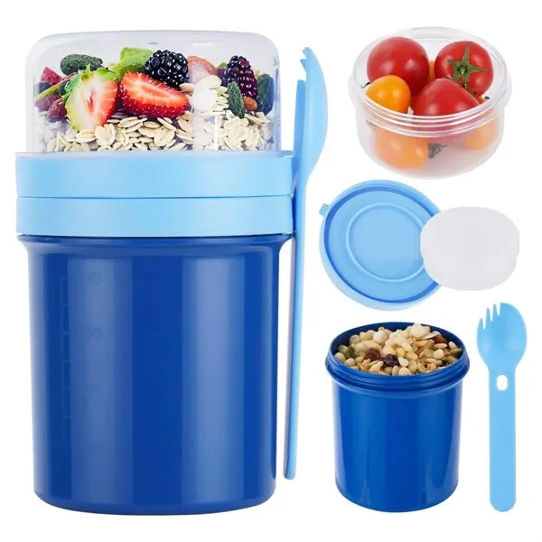 27 oz. Double Layer Lunch Box with Utensil and Sauce Cup