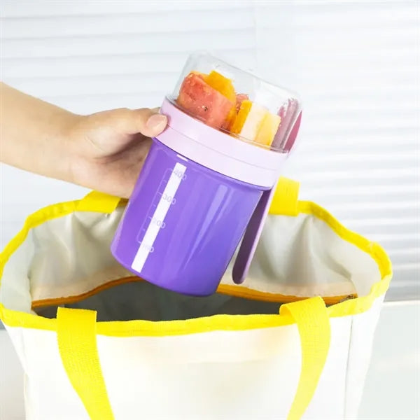 27 oz. Double Layer Lunch Box with Utensil and Sauce Cup