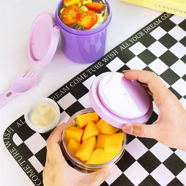 27 oz. Double Layer Lunch Box with Utensil and Sauce Cup