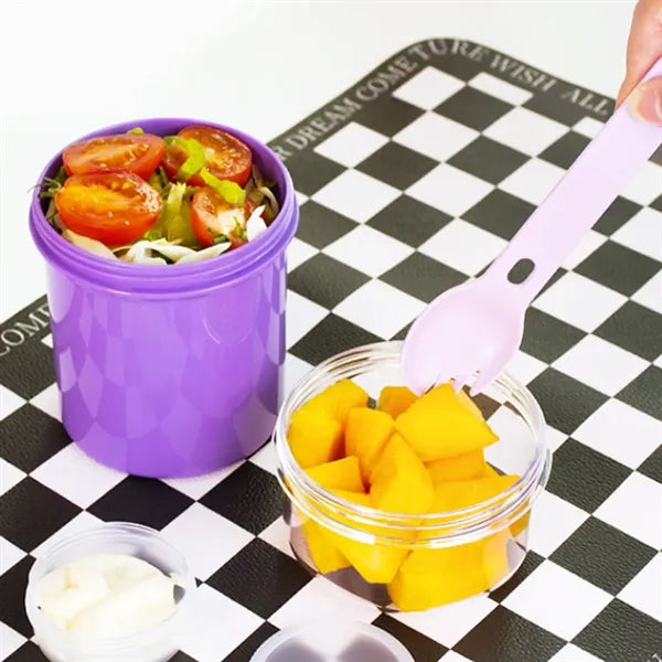 27 oz. Double Layer Lunch Box with Utensil and Sauce Cup