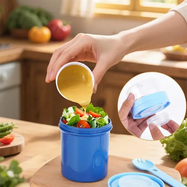 27 oz. Double Layer Lunch Box with Utensil and Sauce Cup