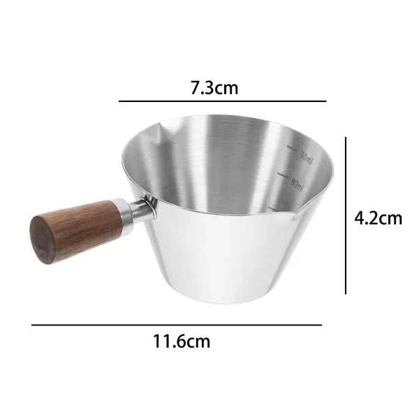 3.4 oz. Stainless Steel Measuring Cup with Wooden Handle