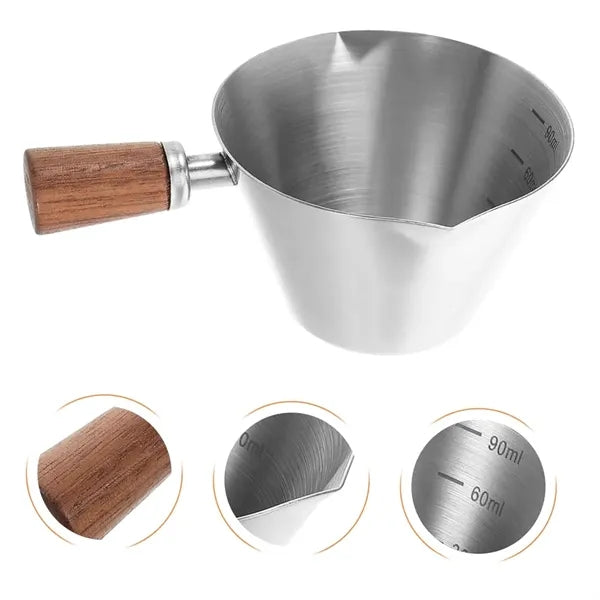 3.4 oz. Stainless Steel Measuring Cup with Wooden Handle