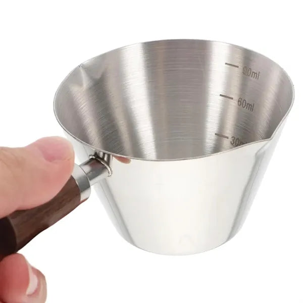 3.4 oz. Stainless Steel Measuring Cup with Wooden Handle