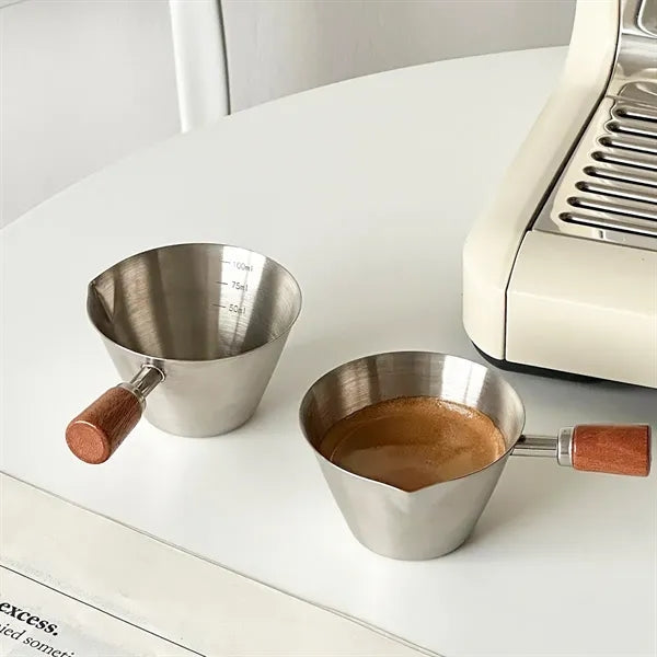 3.4 oz. Stainless Steel Measuring Cup with Wooden Handle