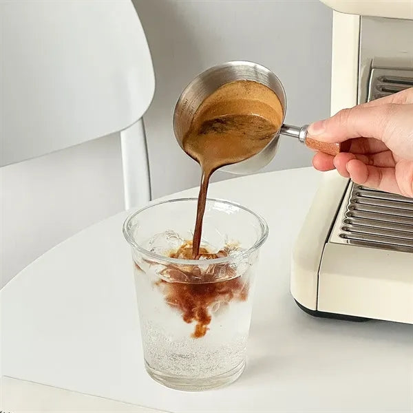 3.4 oz. Stainless Steel Measuring Cup with Wooden Handle