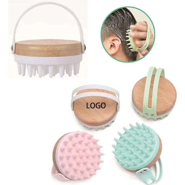 Bamboo Wood Silicone Shampoo Brush