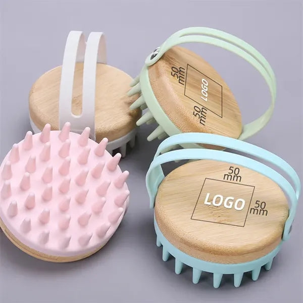 Bamboo Wood Silicone Shampoo Brush