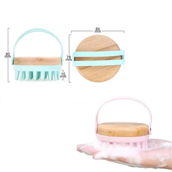 Bamboo Wood Silicone Shampoo Brush