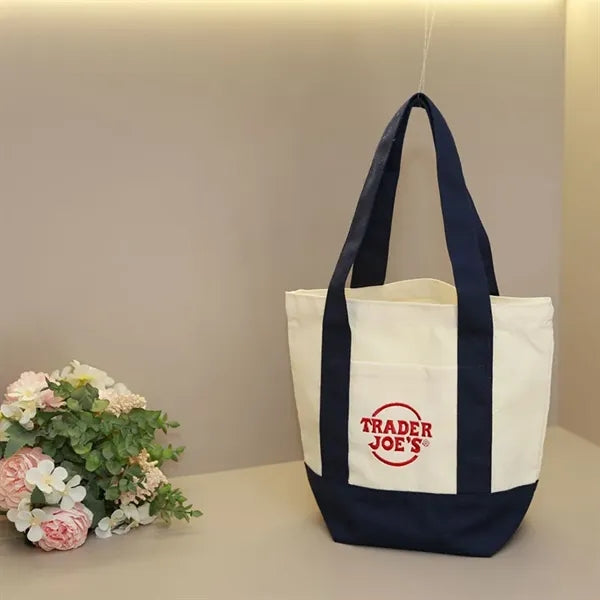 Canvas Tote Bag with Pockets 13" x 11" x 6"