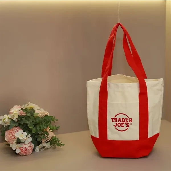 Canvas Tote Bag with Pockets 13" x 11" x 6"